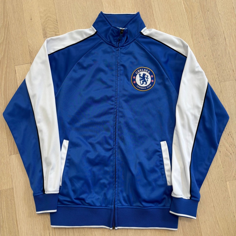 Chelsea FC Track Jacket Mens Small Blue White Excellent Full Zip Soccer Coat